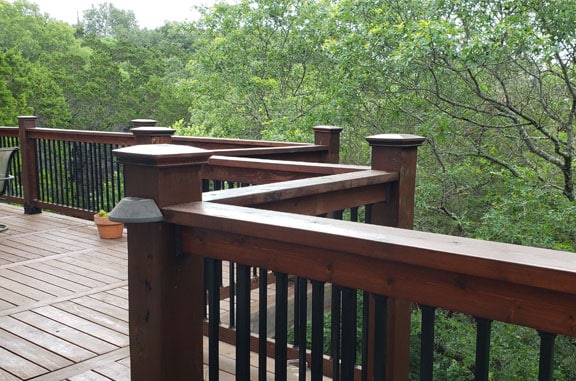 Hand built deck with railing